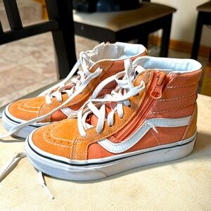 Kids Vans high top shoes orange suede and canvas size 12.5 boys girls